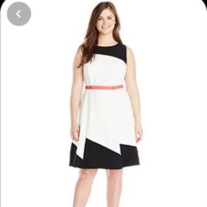 Adrianna Papell Color Blocked Belted Dress